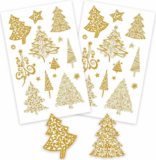 Avery: Csillogó karácsonyfa matrica - Arany