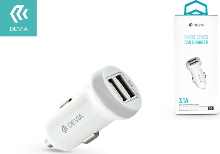 Devia Smart Series Autós 2xUSB töltő (5V / 3.1A) - Fehér
