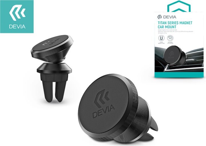 Devia Titan Series Univerzális szellőzőrácsba illeszthető mágneses autós tartó - Fekete
