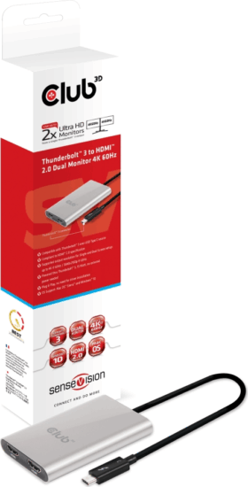 Club3D SenseVision Thunderbolt 3 -> 2x HDMI 2.0 adapter Club3D SenseVision Thunderbolt 3 -> 2x HDMI 2.0 adapter