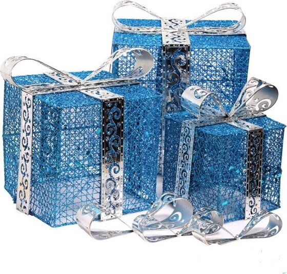 Iris Doboz szett Dekoráció masnival - Kék/Ezüst