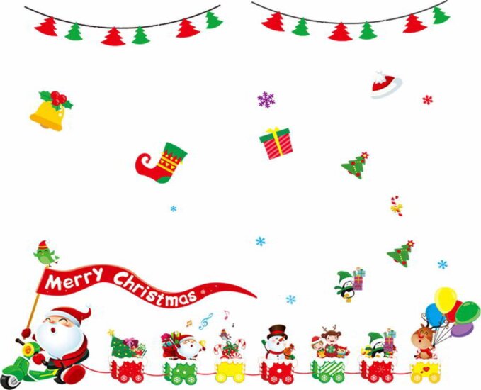 Iris Mikulás robogó-vonat 35x50cm ablakdísz