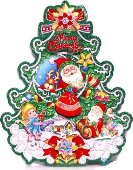 Iris 3D karácsonyi koszorú mintás dekoráció 26x32cm 2db