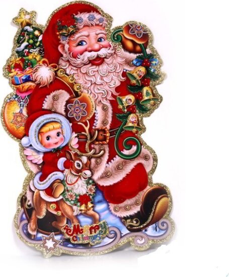 Iris 3D Mikulás mintás karton dekoráció 28x43cm