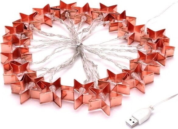 Iris USB-s LED Csillag Fényfüzér 4m - Meleg Fehér