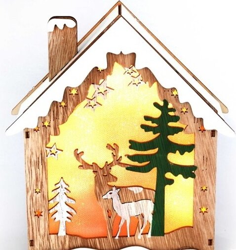 Iris Rénszarvas mintás LED Faház