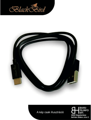 BlackBird USB apa - USB-C apa Adatkábel 1m - Fekete