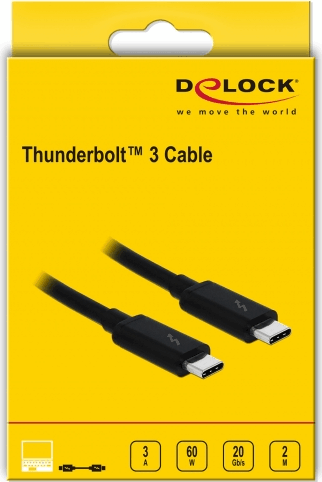 Delock Thunderbolt 3 (20 Gb/s) Összekötő kábel 1.5m - Fekete Delock Thunderbolt 3 (20 Gb/s) Összekötő kábel 1.5m - Fekete