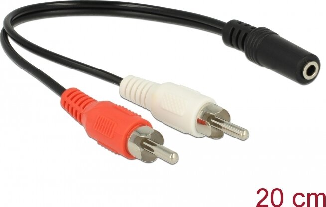 Delock RCA - JACK Audio (Hang)kábel 0.2m (2xRCA apa - 3.5mm 3pin anya)