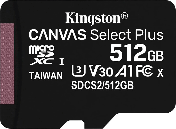 Kingston 512GB Canvas Select Plus microSDXC UHS-I CL10 memóriakártya