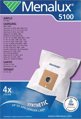 Menalux 5100 4 db szintetikus porzsák + 1 motorfilter
