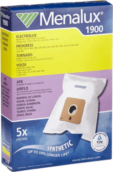 Menalux 1900 5 db szintetikus porzsák + 1 microfilter