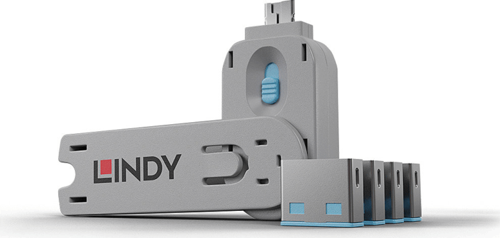 LINDY USB port blokkoló + kulcs (kulcs + 4db dugó)