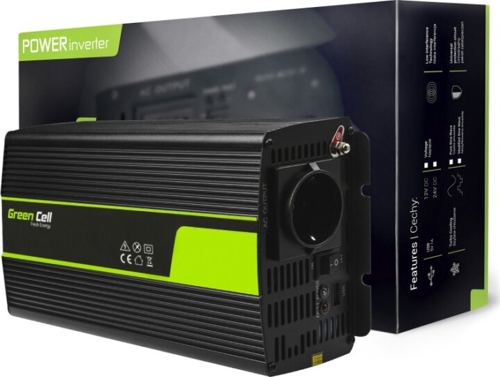 Green Cell INV19 Autós inverter tiszta szinuszhullám (24V / 1500W) Green Cell INV19 Autós inverter tiszta szinuszhullám (24V / 1500W)