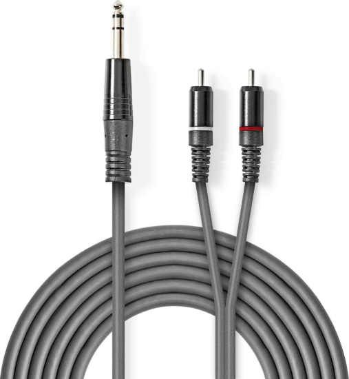 Nedis JACK - RCA Sztereó audiokábel 1.5m (6.35mm jack apa - 2xRCA apa) Szürke Nedis JACK - RCA Sztereó audiokábel 1.5m (6.35mm jack apa - 2xRCA apa) Szürke