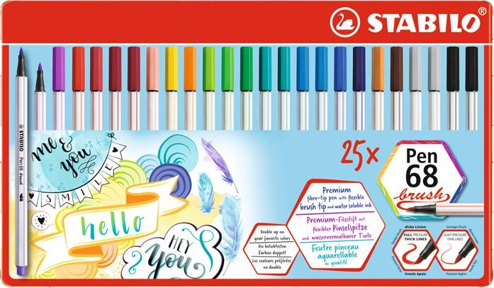 STABILO Pen 68 brush 0,4 mm Ecsetirón készlet - Vegyes szín