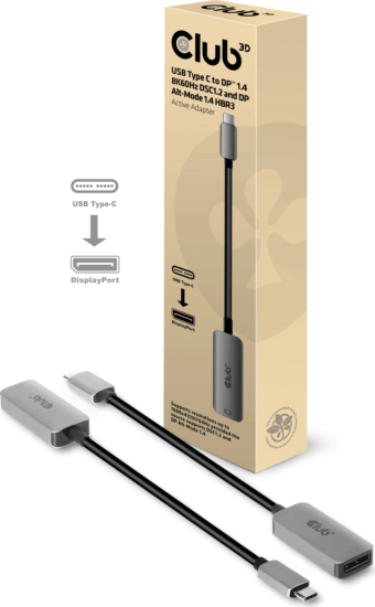 Club3D USB-C apa - DisplayPort apa Aktív adapter Club3D USB-C apa - DisplayPort apa Aktív adapter