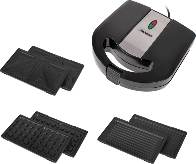 Mesko MS 3045 3in1 Szendvicssütő gofrisütő és grill 1000W - Fekete/Ezüst
