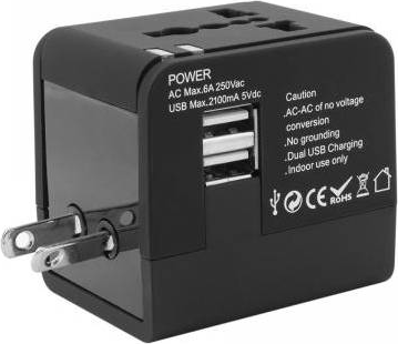 Sbox TA-23 Hálózati 2xUSB utazó adapter 2.1+1A Fekete