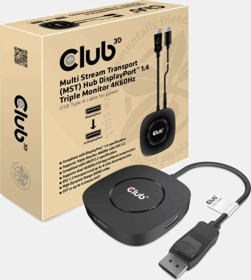 Club3D MST DisplayPort 1.4 splitter Club3D MST DisplayPort 1.4 splitter