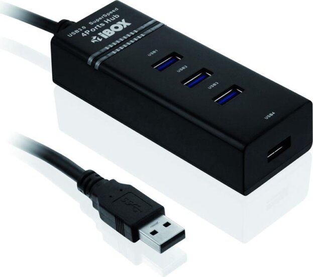 I-BOX HUB USB 3.0, 4-ports, fekete