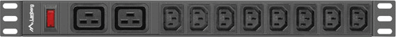 Lanberg PDU-02I1908I-0200-C20-BK 8x C13 2x C19 IEC túlfeszültség védő - elosztó 2m