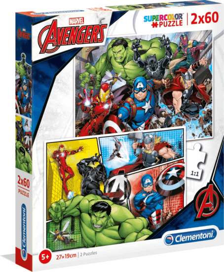 Clementoni Marvel Bosszúállók Supercolor - 2 az 1-ben puzzle 2x60 darabos Clementoni Marvel Bosszúállók Supercolor - 2 az 1-ben puzzle 2x60 darabos