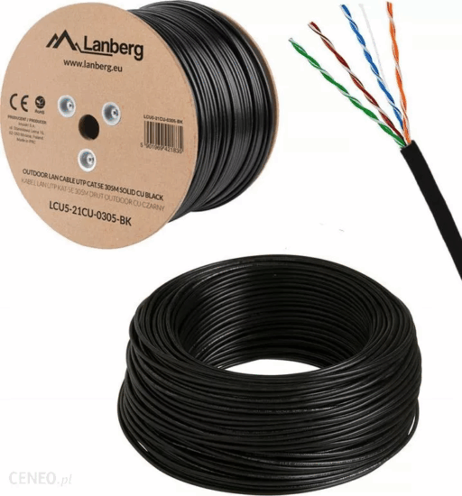 Lanberg UTP CAT5e LAN kábel 305m Fekete Lanberg UTP CAT5e LAN kábel 305m Fekete