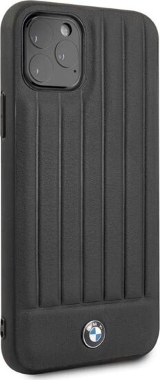 BMW iPhone 11 Pro Függőleges csíkos bőrtok - Fekete