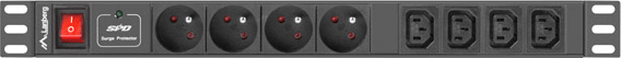 Lanberg PDU-04E04I-0200-BK 4x Schuko 4x IEC túlfeszültség védő - elosztó 2m