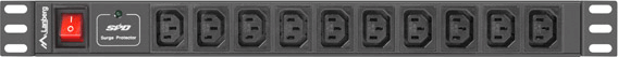 Lanberg PDU-10I-0200-IEC-BK 10x C13 IEC túlfeszültség védő - elosztó 2m