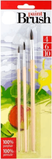 Nebuló No. 4-6-10 Kerek pónilószőr ecset készlet natúr fanyéllel Nebuló No. 4-6-10 Kerek pónilószőr ecset készlet natúr fanyéllel