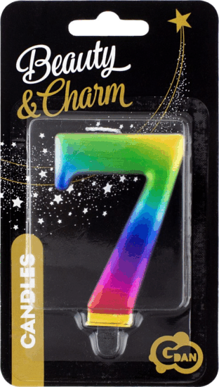 Szivárvány színű születésnapi gyertya, 8 cm - 7