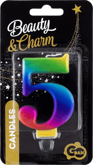 Szivárvány színű születésnapi gyertya, 8 cm - 5