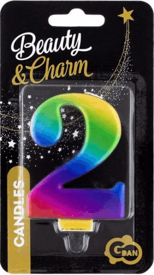 Szivárvány színű születésnapi gyertya, 8 cm - 2