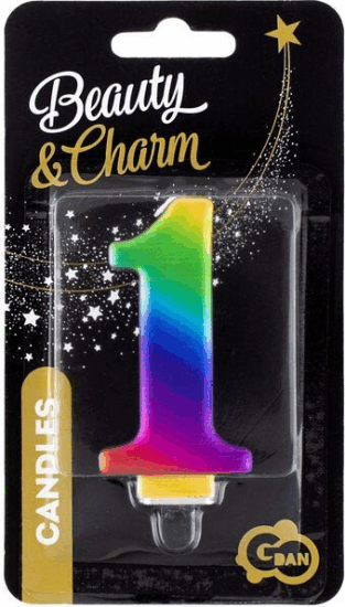 Szivárvány színű születésnapi gyertya, 8 cm - 1
