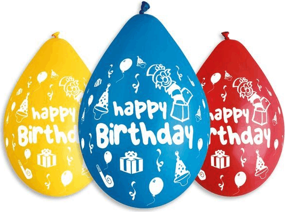 Happy Birthday feliratos lufi vegyes színekben, 30 cm - 5 db