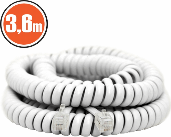 Delight 4P/4C Spirál telefonvezeték 3.6m Fehér