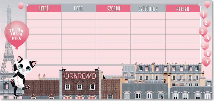 Ars Una:Think-Pink Párizsban kétoldalas órarend