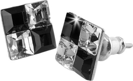 Art Crystella Fülbevaló négyzet alakú fekete-fehér SWAROVSKI® kristállyal Art Crystella Fülbevaló négyzet alakú fekete-fehér SWAROVSKI® kristállyal