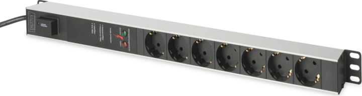 Digitus 220V RACK hálózati elosztó 7 aljzat túlfeszültség védelem 0U 2.0m