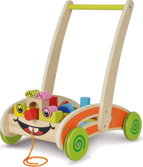 Eichorn: Mókás fa építőkockák tolható kocsiban 35 darabos készlet