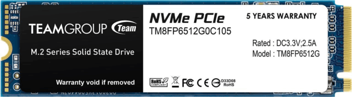 TeamGroup 512GB MP33 M.2 NVMe PCIe SSD TeamGroup 512GB MP33 M.2 NVMe PCIe SSD