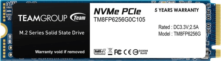 TeamGroup 256GB MP33 M.2 NVMe PCIe SSD TeamGroup 256GB MP33 M.2 NVMe PCIe SSD