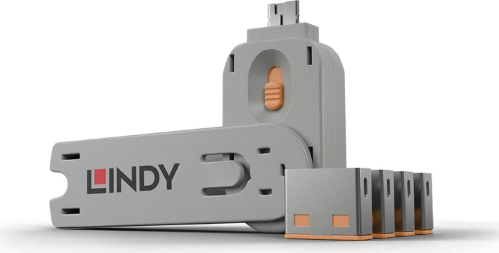 Lindy USB Portblokkoló (kulccsal) Narancs - 4db