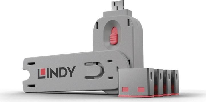 Lindy USB Portblokkoló (kulccsal) Pink - 4db