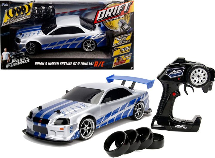 Jada Toys: RC Halálos iramban Nissan Skyline GT-R drift távirányítós autó (1:10) - Fehér/kék