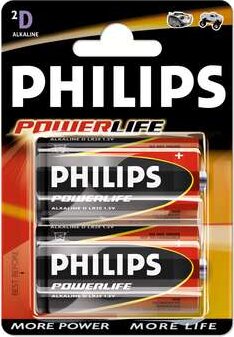 Elem D LR20 Philips 1.5V Powerlife 2db/csomag bliszteres