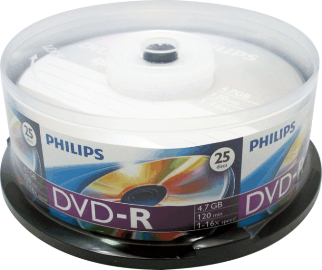 Philips DVD-R Egyszer Írható DVD Lemez Henger (25db/cs)