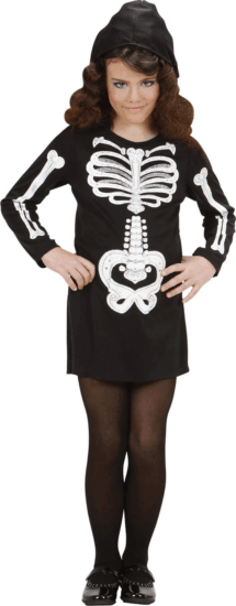 Csillogó csontvázlány jelmez - 128 cm-es méret Csillogó csontvázlány jelmez - 128 cm-es méret